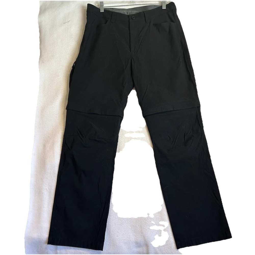 Eddie Bauer Men Convertible Tech Pant Black Sz 36x32 Zip Off Legs Outdoor Hiking